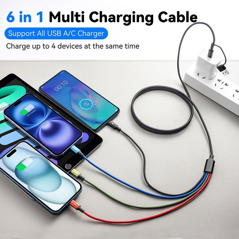 2 Pack 6 In 1 Multiple Charging Cable 6Ft Multi Chargers Cord Adapter Wire gallery