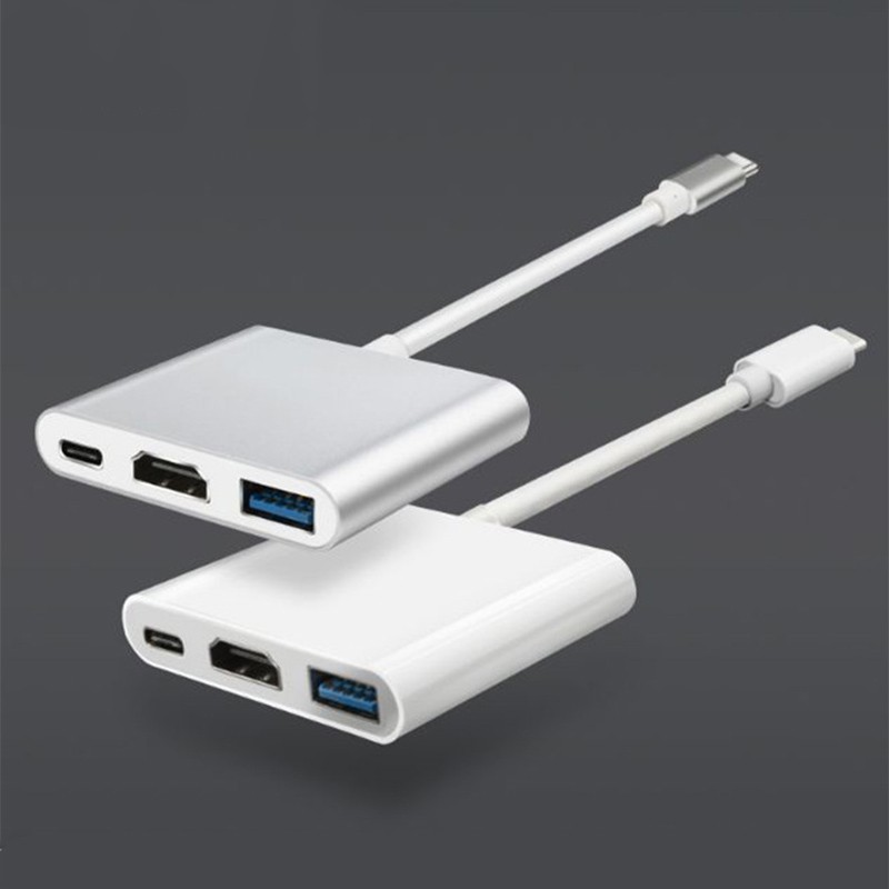 3 In 1 Gold Plated Adapter Cable Type-C VGA/HDMI USB 3.0 Docking Station