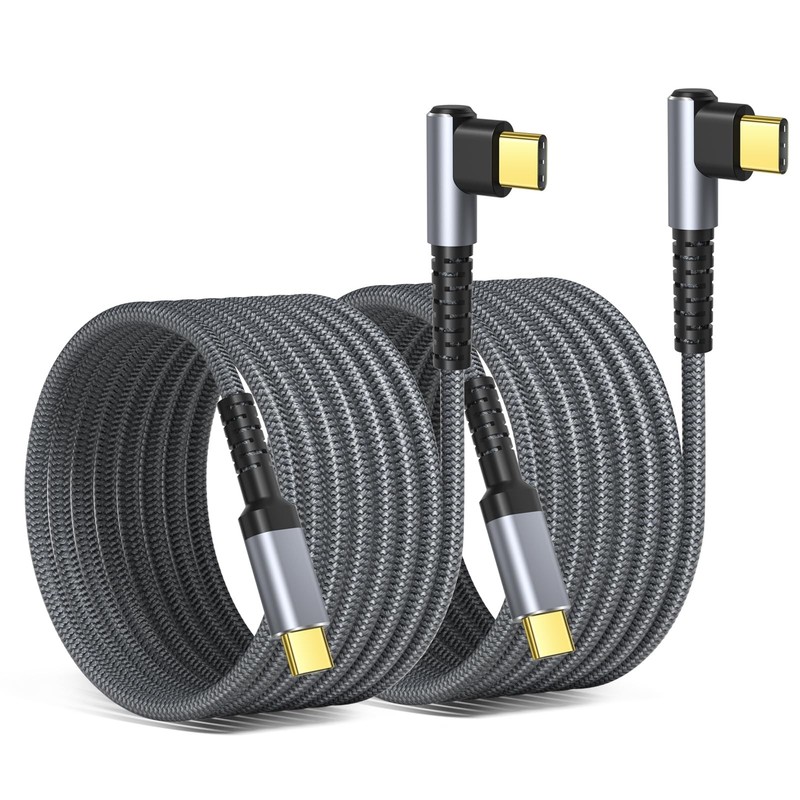 OKRAY USB C to C Cable 10ft, 2pack c c 90 Degree Right 10FT, Grey