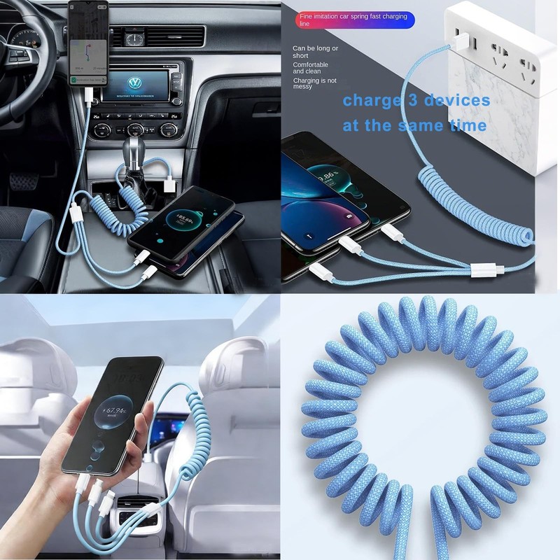 3 PCS Multifunction USB Charger Cable Set 3 In 1 Nylon Braided Charging Cord gallery