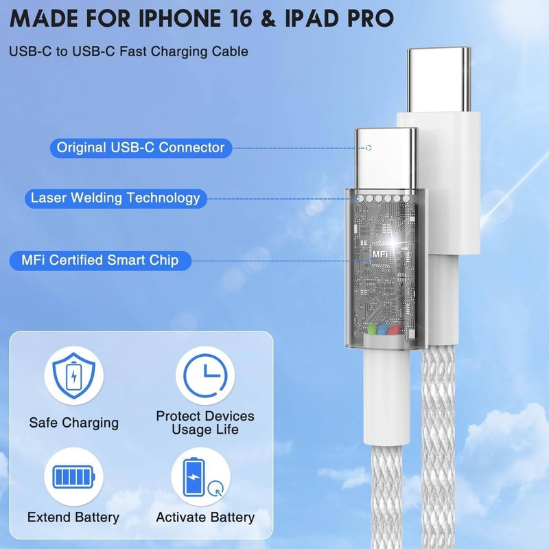 USB C to C Fast Charger Cable 10ft Long Type C to C Power Charging Sync Cord gallery