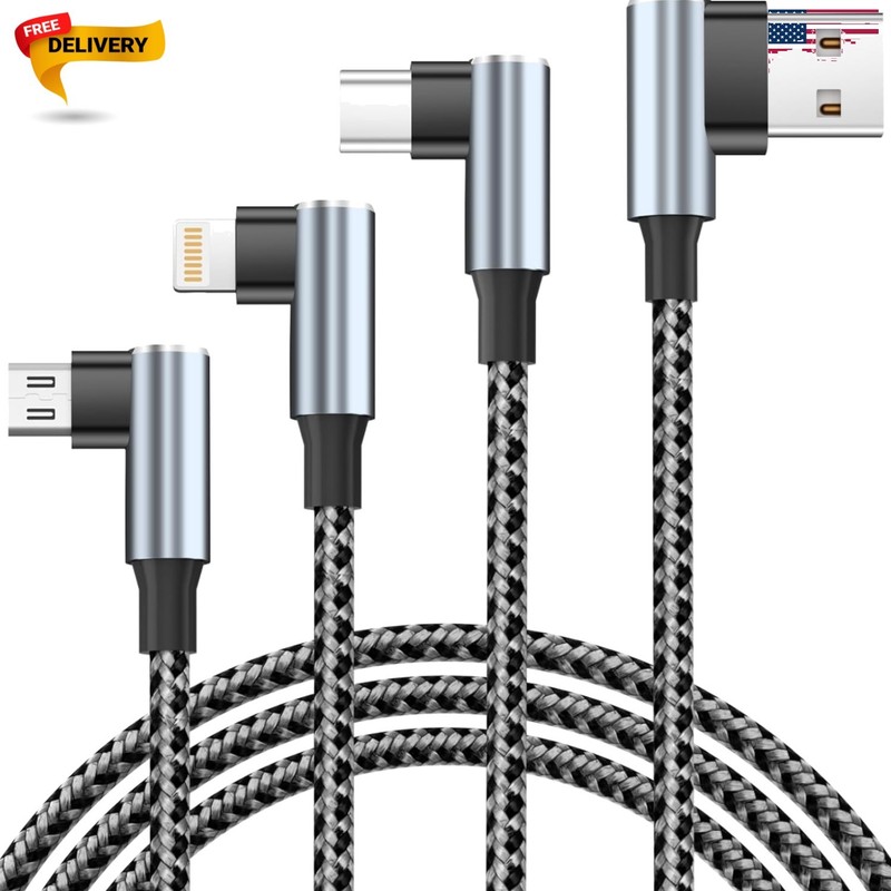 USB to USB C Right Angle Cable, 90 Degree USB Type C Braided Charging Cord 2p…