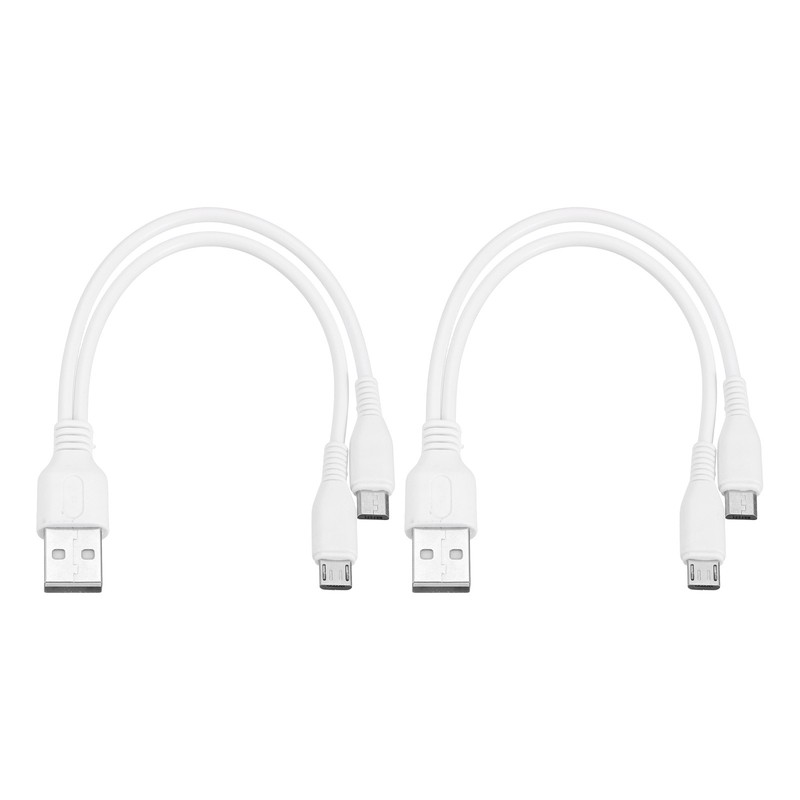2 Pcs Multi USB A to 2 Micro USB 2 in 1 Splitter 8 Inch, White