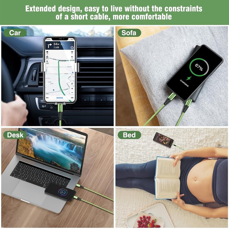 USB C to USB C Cable 4 Pack 10ft 60W Fast Charging Nylon Braided Cord gallery