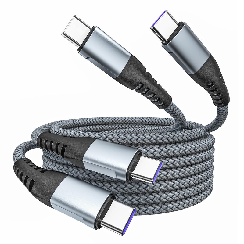 USB C to USB C Cable 2 Pack 6FT, 60W Fast Charging, Nylon Braided for iPhone 16