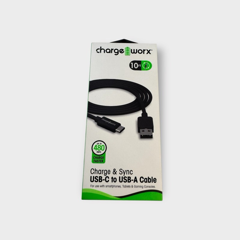 Chargeworx USB-C to USB-A Cable Fast Charging Sync Cord Data Cable