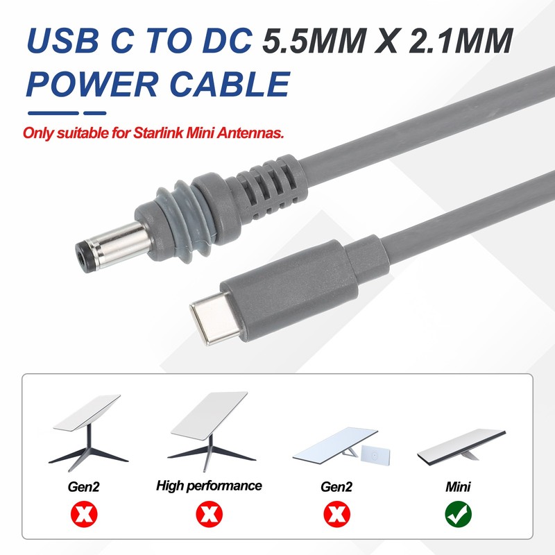 9.84ft USB C to DC 5.5mm x 2.1mm Power Cable for Mini Antennas gallery