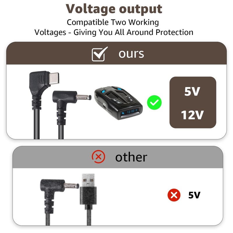 USB-C to DC3.5 Power Cable for Radar Detectors, 8.2FT 5V-12V Type C Power Cor... gallery