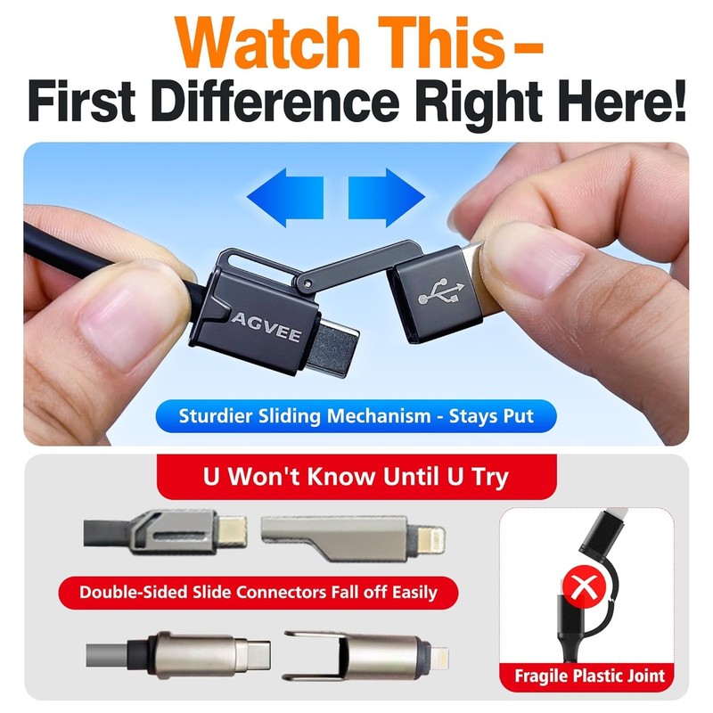 4-in-1 Coiled Multi USB C Charging Cable, Secure-Slide No-Loss Adapters gallery