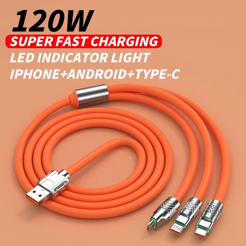3 in 1 Fast Charging Cable Cell Phone Charger Cord For iPhone Type C Micro USB gallery