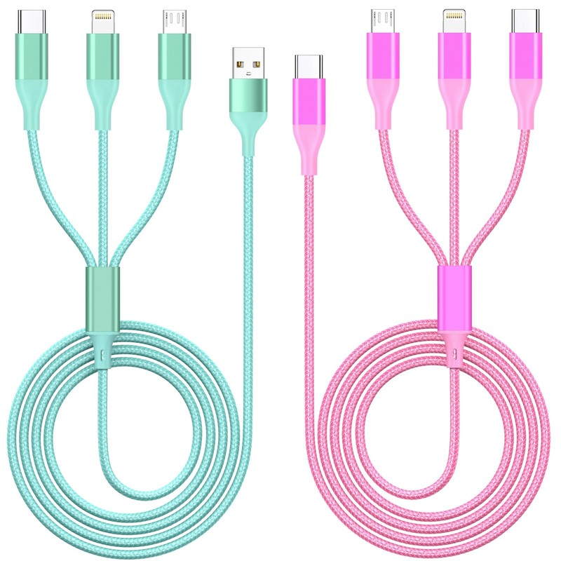 3 in 1 Multi Charging Cable for Multiple Devices Fast Cord(2PC 4FT)