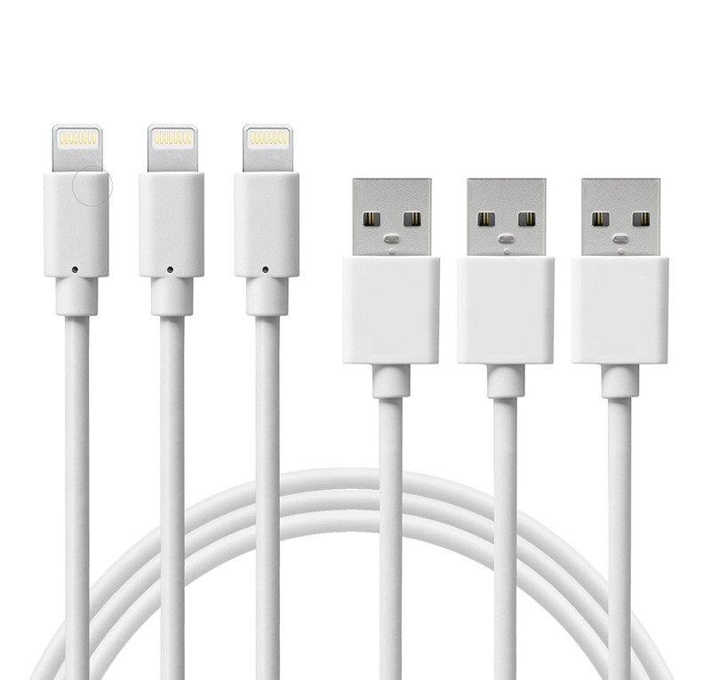 Six Foot (2M) 8 Pin Charging Cable 4 Apple iPhone, iPad, & iPod Models - 3 Pack