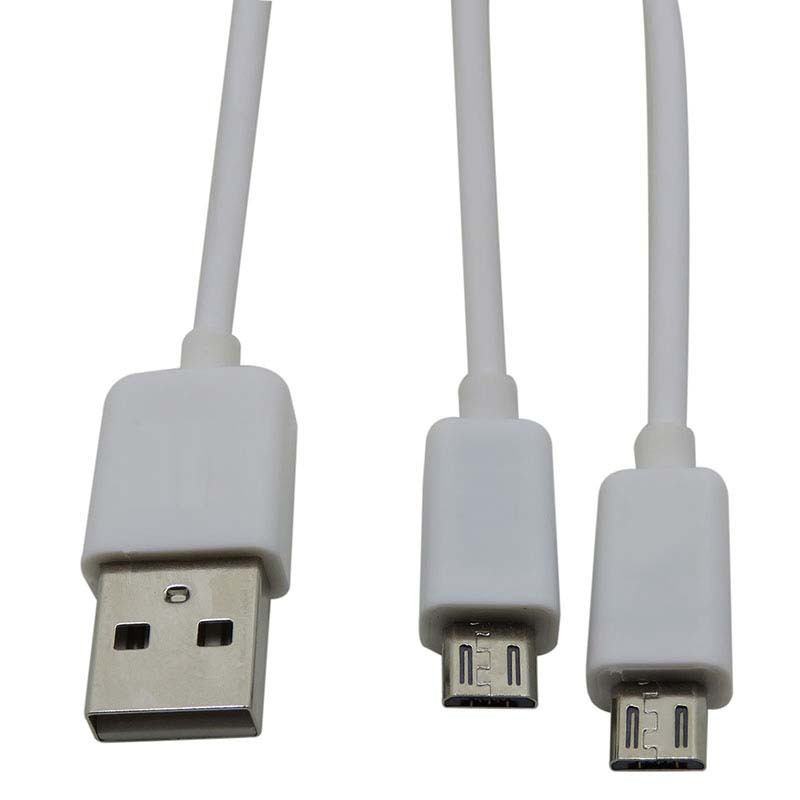 1FT 20cm USB Male To Dual 2X Micro Male Plug Data Charger Sync Power Y Cable