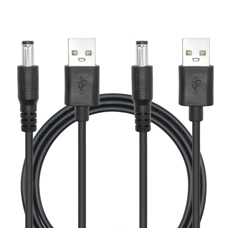 2Pcs USB to DC 5.5mm x 2.5mm Power Cord 3FT USB 2.0 A Male to DC 5.5mm x 2.5m…