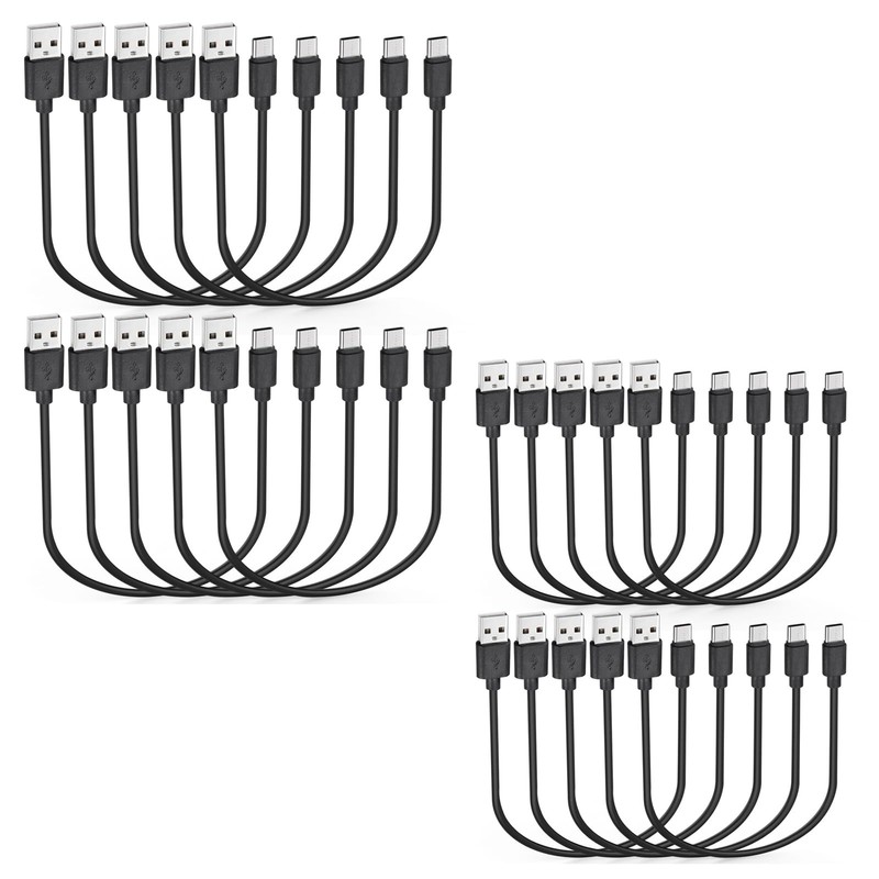 20-Pack Bulk Short 1ft USB C Cable, USB A to Type C Fast Charging Cord, Black