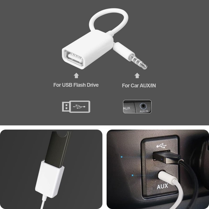 AUX to USB Adapter - Dual 3.5mm Male to USB 2.0 Cables for Car Audio gallery
