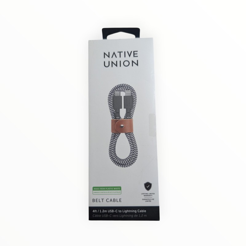 D6-O Native Union Belt Cable 4′ Lighting to USB-C Cable – Zebra