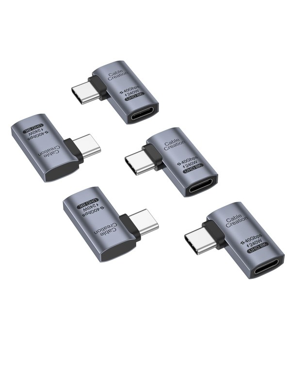 Right Angle USB C Adapter 5 Pack - 90 Degree Male to Female, 40Gbps 240W, Thunde gallery