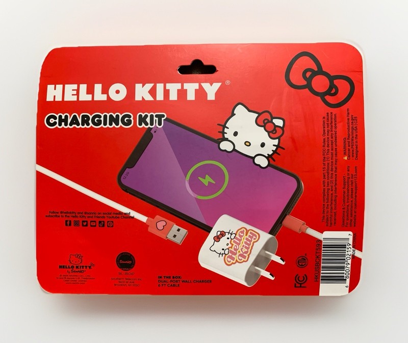 NEW Hello Kitty Charging Kit ~ 3.1 AMP Dual Port Plug + USB-C to USB-A 6ft Cable gallery