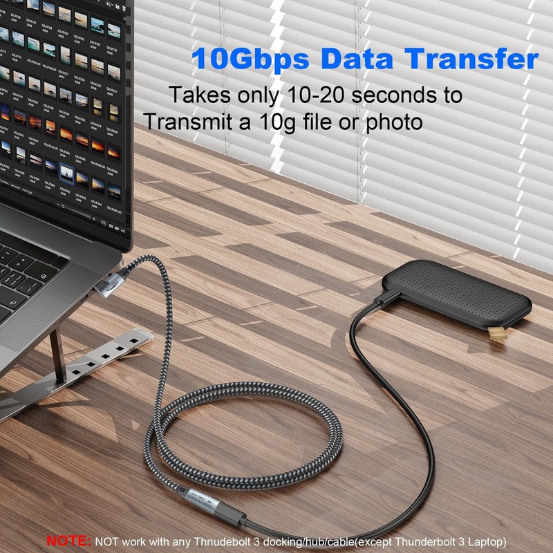 USB C Extension Cable 10 FT (100W, 10Gbps, 4K), USB 3.2 Gen 2 Extender Long C... gallery