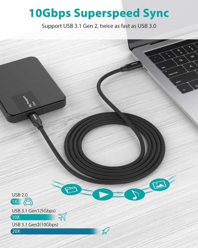 USB 3.1 Gen 2 Cable 10Gbps Data Transfer, 4K Video Output Monitor Cable100W P... gallery