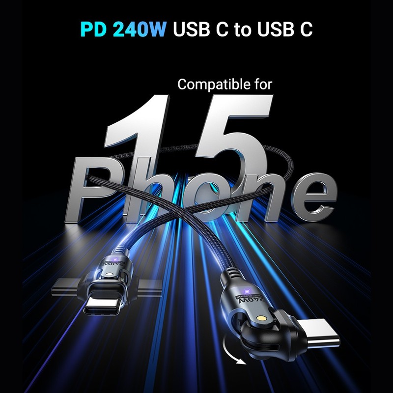 2 PCS【1.8M+1.8M】240W USB C to USB C Fast Charging Cable for Phone 16/15/Ma-Book gallery