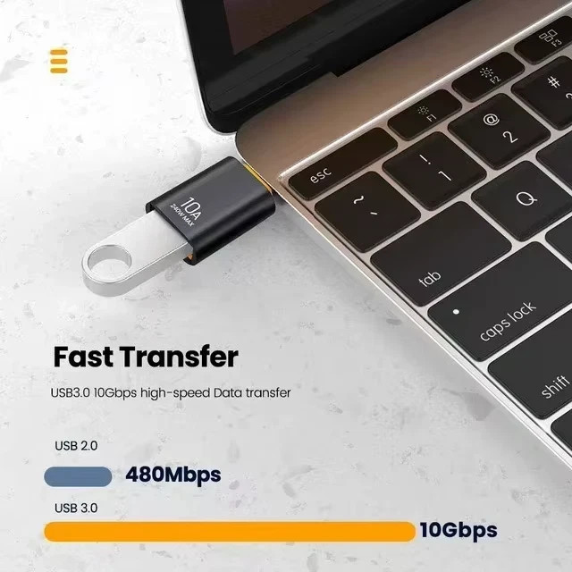 Usb 3.0 Otg Type C Adapter Fast Charging Usb-C Converter 10a Black 2pcs gallery