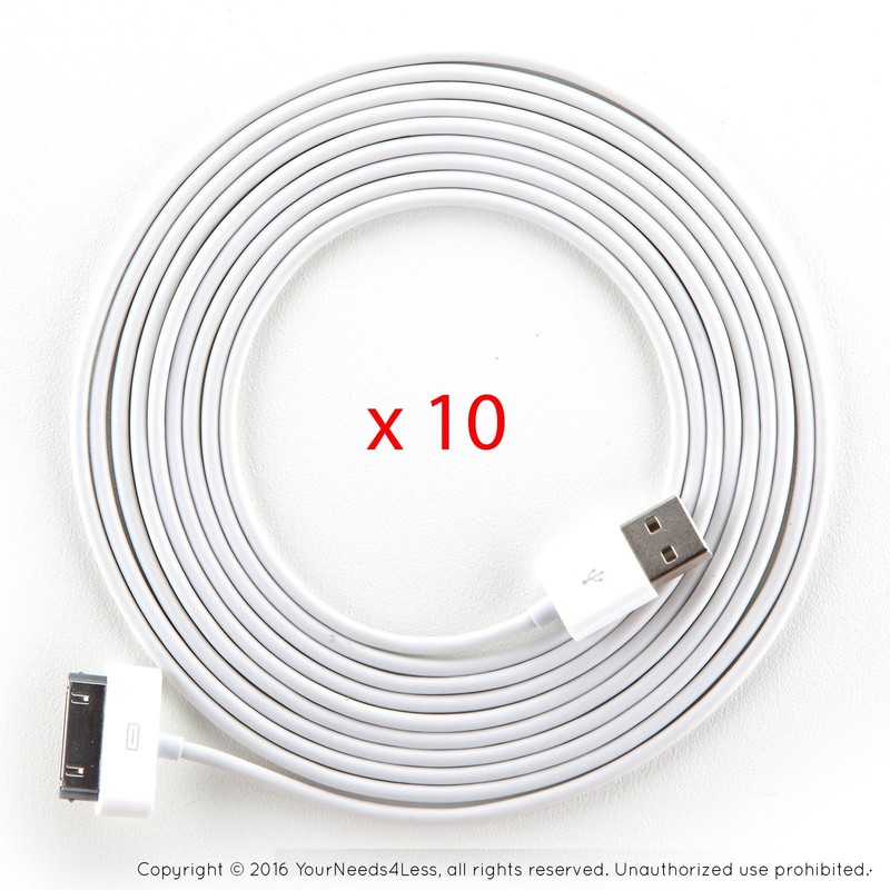 10x 10ft White Data Sync/Charging cable for iPhone 3/3g/3gs/4/4g/4s iPod touch