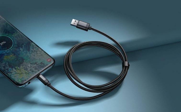2 Pack 3ft Black USB C to A Cable, 3.0, 3A Fast Charging, Nylon Braided, Data gallery