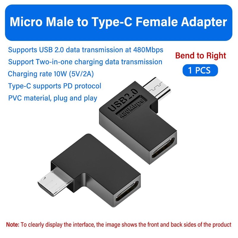 2 PCS USB2.0 Type C Female to Micro USB Male Power Data Adapter.USB C to Micr... gallery