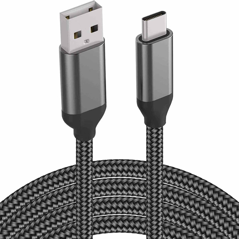USB C Cable 15FT, Extra Long USB-A to USB-C Cable Braided Grey | Fast Charger Co