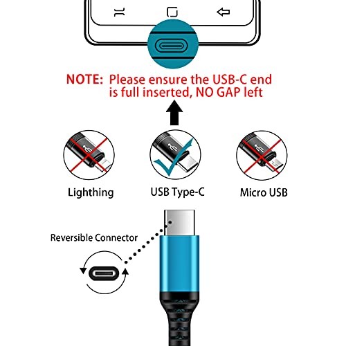Abcpow 2-Pack Charger Fast Charging Tangle Free USB-C Smartphone 6 Feet Fabric gallery