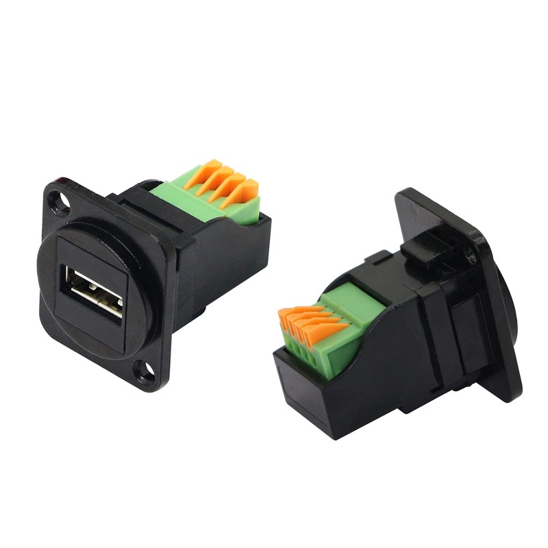 USB2.0 Panel Mount Terminal Block Connector Panel Mount USB 2.0 Type A Female... gallery
