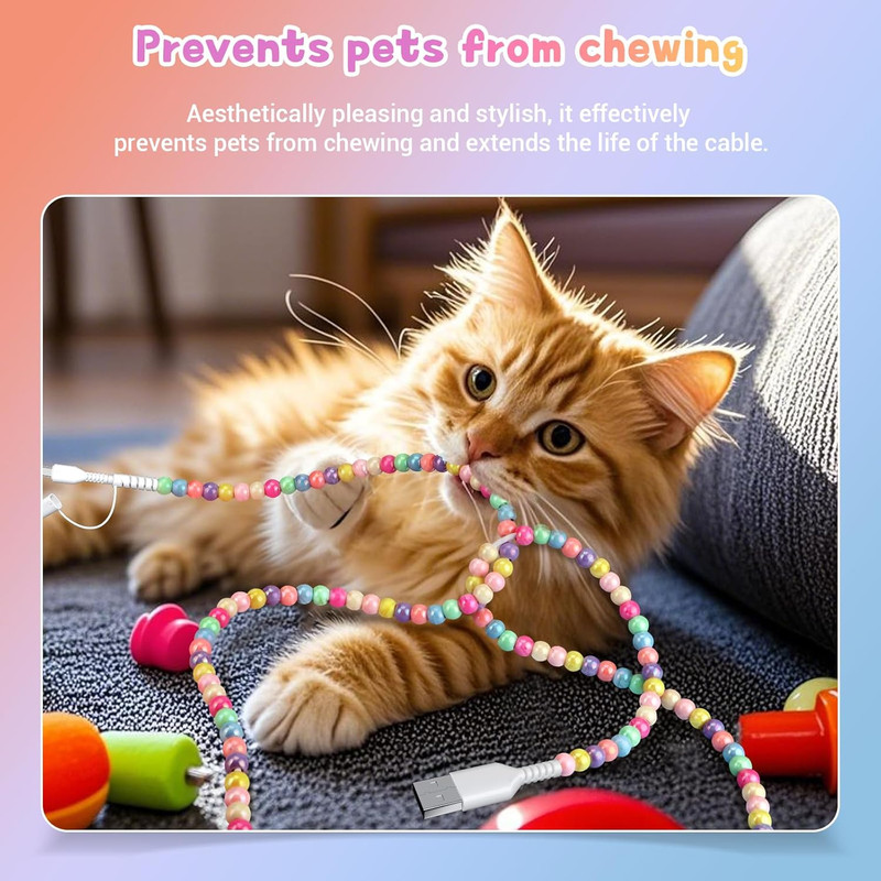 Aolcev USB C Cable for Iphone Charging Cord 3.3FT 2 in 1 Multi Cute Beaded Phone gallery