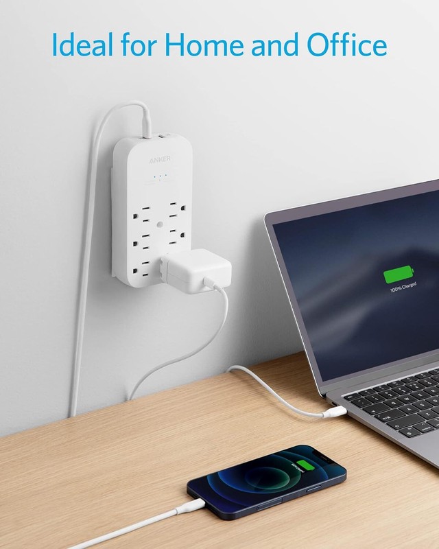 Anker Outlet Extender and USB Wall Charger, 6 Outlets and 2 USB Ports, 20W USB C gallery