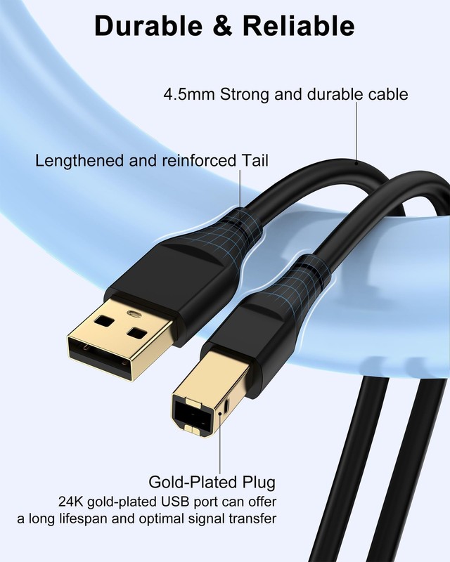 HP Printer Cable 20ft, Square USB A to USB B Cable for Printer/Scanner Epson,... gallery