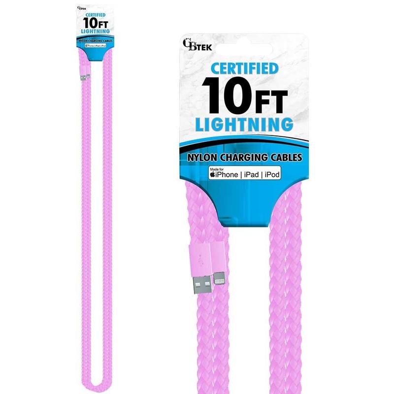 CBTEK iPhone MFI 10ft Nylon Hanging Charging Cables (MFI Certified) gallery