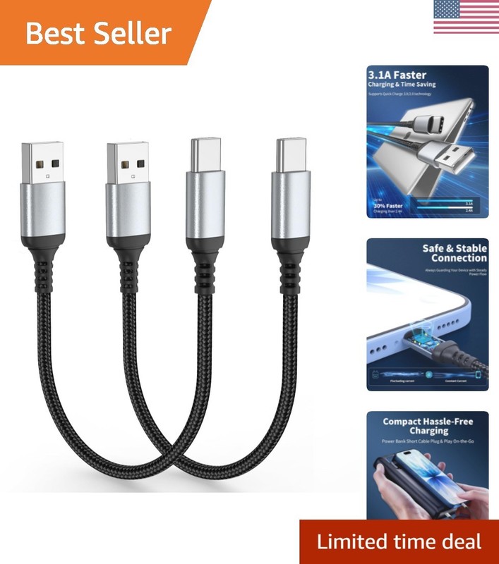 Short USB C to USB C Cable 1ft 2-Pack PD 60W Fast Charging USB Type C to Type…