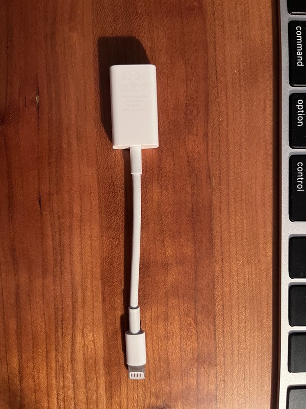 Apple Lightning to USB Camera Adapter, White, 6in Cable, 1 Port for iPhone iPad