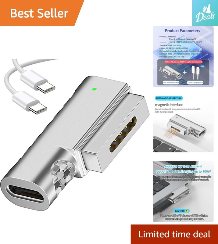 Magnetic USB C Adapter – 90 Degree 100W Fast Charger for MacBook Pro & Air