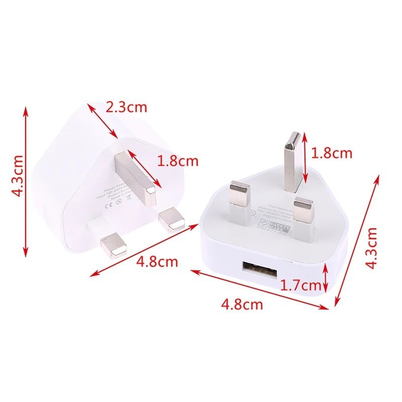 Universal UK Plug 3 Pin Wall Charger Adapter With 1/2 USB Ports Charging Chargin gallery