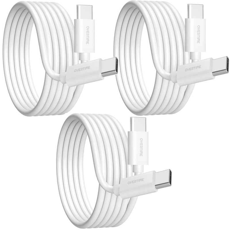Overtime USB C to C 10ft Charging cable, Fast Charging and Data Transfer - White