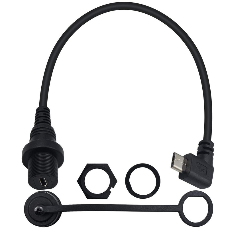 Left Angle Micro USB Mount Extension Dash Flush Dashboard Cable Car Motorcycle gallery