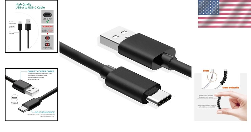 Flexible & Reliable 3.3ft USB-C Charging Cable for Outdoor Flashlights - Black gallery