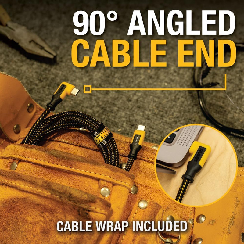 Heavy Duty 90-Degree Angled 100W USB C Cable, Jobsite 100 Watt USB C Cable, High gallery