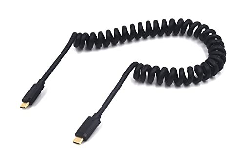 Coiled USB 3.1 C Cable USB C Male to USB C Male Coiled Spring Spiral Cable 3A…