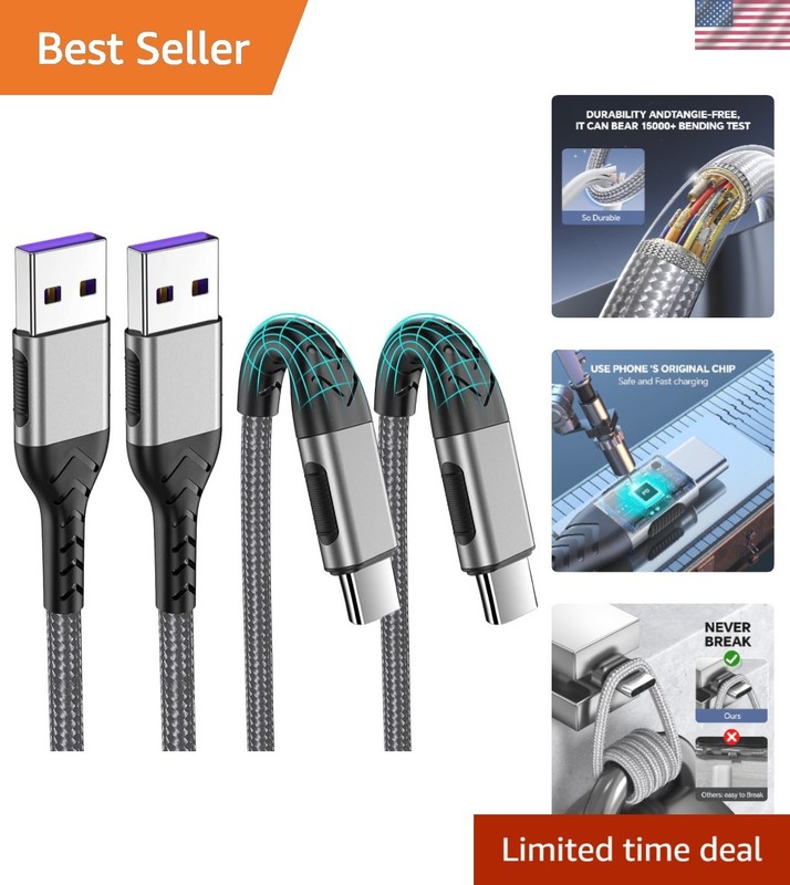 2-Pack 10FT Braided USB C Cable – Fast Charging & Durable Design for iPhone