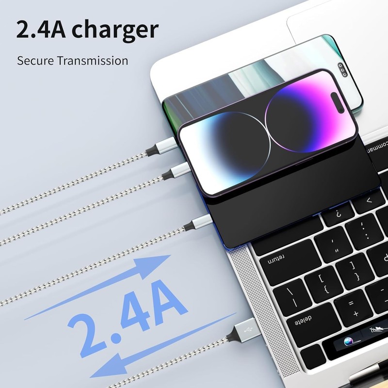Multi Charging Cable, (2 Pack 4FT) Multi USB Charger Cable 3 in 1 Charging Ny... gallery
