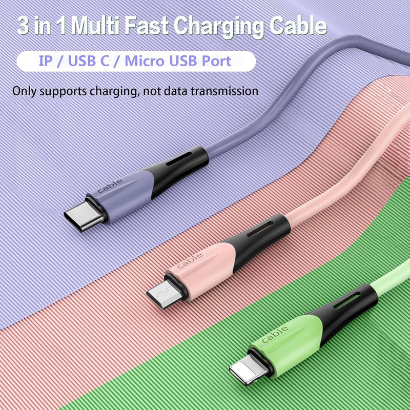 Multi Charging Cable (2Pack 5FT), 3 in 1 Universal USB Charging Cable for Multip gallery