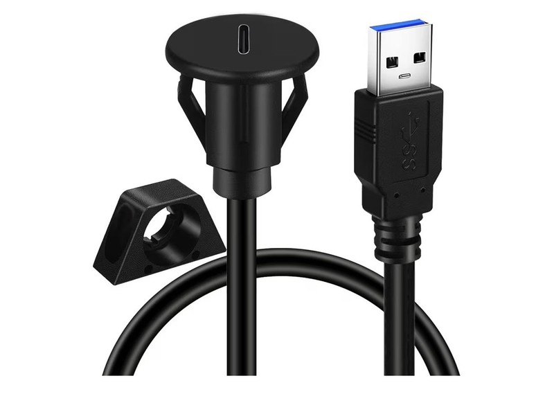 BATIGE 30CM Small USB 3.0 Male to Type C 3.0 Female Car Flush Mount Cable
